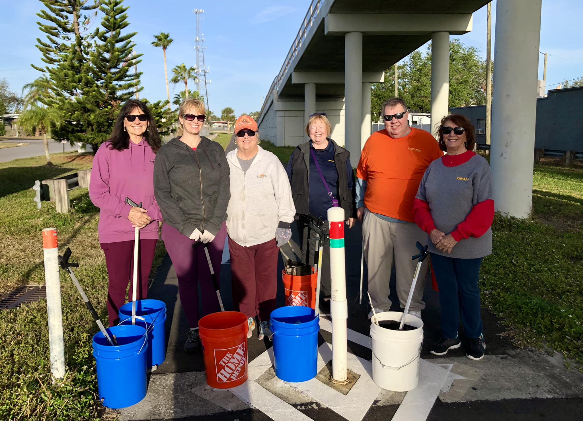 Cleaning the Trail on a brisk December morning! (L-R) Debbie, Lenna, Leah, Michele, Joe and Charlene