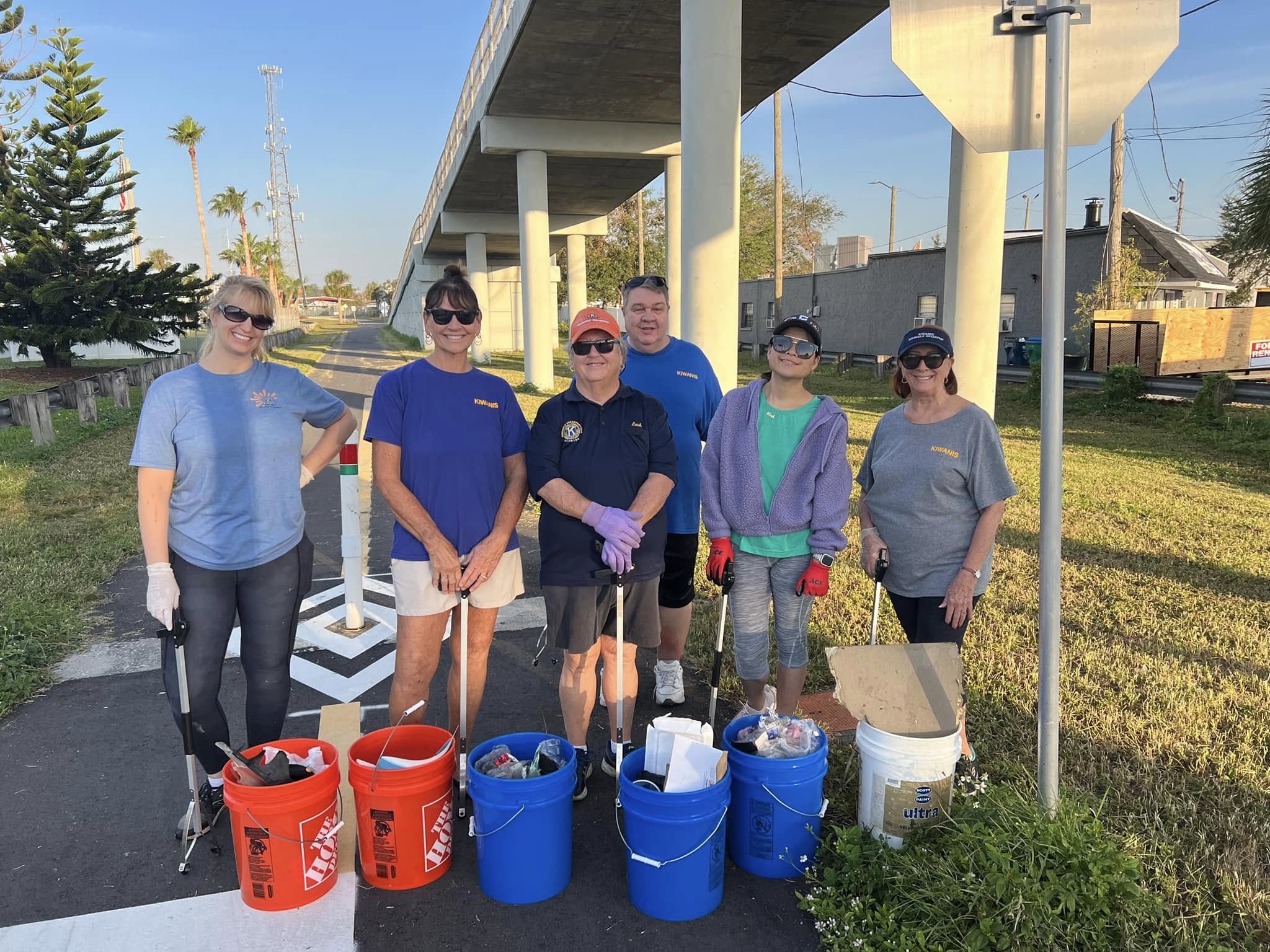 A great day cleaning the trail. (L-R) Lenna, Debbie, Leah H., Joe, Leah D., and Charlene!